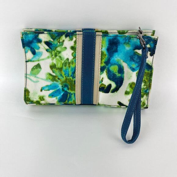 J Jill Coated Canvas Cosmetic Pouch Make-Up Bag Wrist Strap - Picture 1 of 6